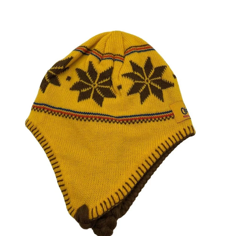 Cecemel Chocomel Kids L (10-12) Yellow Ear‎ Flap Fair Isle Winter Hats 2 Pc Lot